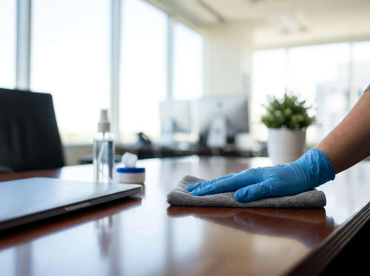 Desinfektionsreinigung einer Arbeitsfläche