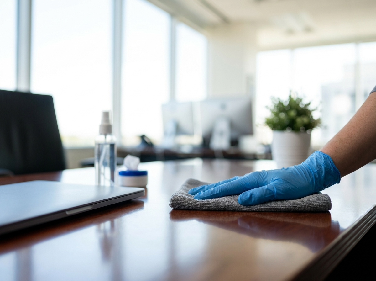 Desinfektionsreinigung einer Arbeitsfläche